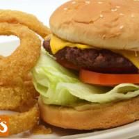 Cheeseburger · Choice of American, cheddar, Jack or Swiss cheese, lettuce, tomato, pickles and 1000 Island ...