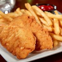 Chicken Tenders 4 ct with Fries · 100% white meat chicken lightly breaded and fried.