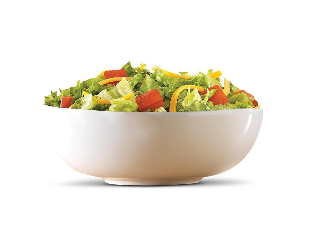 Chopped Side Salad · Chopped fresh lettuce with diced tomatoes and shredded cheddar cheese. Visit arbys.com for nutritional and allergen information.
