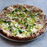 Brussels Sprout Pizza · Fior di latte, garlic, pecorino, smoked pancetta, extra virgin olive oil and Brussels sprout...