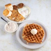 Plain Waffle · Add 2 eggs any style with bacon, sausage or ham at an additional cost. Add pecans at an addi...