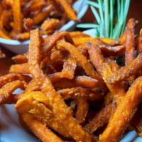 Sweet Potato Fries · Golden sweet fries cooked to perfection, and served with your choice of rosemary salt, or ci...