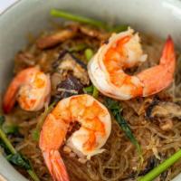 Shrimp Potted with Glass Noodle กุ้งอบวุ้นเส้น · Steamed shrimp with glass noodles, napa cabbage, scallion, ginger, white pepper, celery, soy...