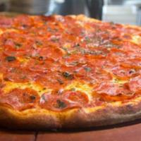 Double Pepperoni Pizza · Hand tossed, mozzarella, tomato sauce, fresh oregano and pepperoni.