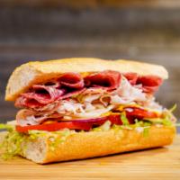 Turkey and Dry Salami Sandwich · Combination of oil browned turkey breast and Italian dry salami.