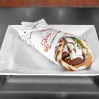 Falafel Gyro · Freshly cooked all vegetarian balls, consisting of ground chick peas and our combination of ...