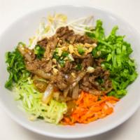 V9. Stir-Fried Beef Vermicelli Noodle Salad · Fried in a small amount of very hot oil while being stirred or tossed.