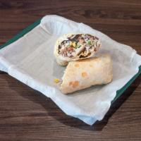 Pastor Burrito · with the toppings of your choice, rice, beans, lettuce, corn,  pico de Gallo , queso fresco,...