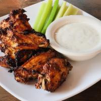 Southwest Roasted Wings · About a lb. roasted and smoky with just the right amount of kick. Ranch and celery. Gluten-f...