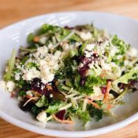 Power Salad · Superfood medley of broccoli stalks, kohlrabi, brussels sprouts, kale, radicchio, carrots, d...