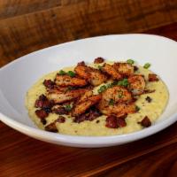 Shrimp and Grits · Creamy cheddar grits with a touch of fresh jalapeno, blackened shrimp, tasso ham. Add over e...
