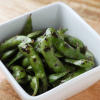 Edamame · Green soybeans boiled and sprinkled with herb salt.