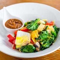 Steamed Mixed Vegetables · Steamed mixed vegetables with side of Peanut sauce