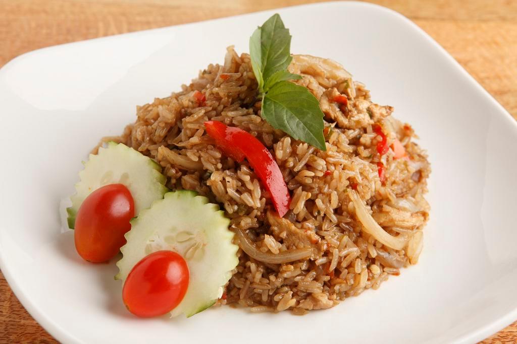Spicy Basil Fried Rice · With onions, red bell peppers and sweet basil.