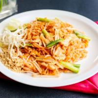 N1.  Pad Thai · Served with your choice of protein, stir fried with thin rice noodles, been sprouts, green o...