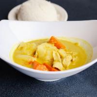 C3.  Yellow Curry · Served with your choice of protein in Thai Thai yello curry sauce with potatoes, carrots and...