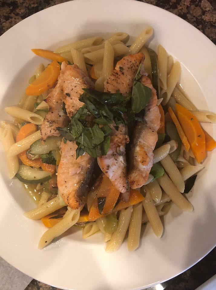Penne Salmone -  Large Order · Penne pasta served with Salmone in a light tomato sauce with a touch of cream. Pasta served with bread.