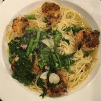 Spaghetti alla Luciana with Shrimp - - Large Order  · Spaghetti served with sauteed shrimp, broccoli rape, pine nuts and sautéed bread crumbs. Pas...