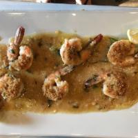 Shrimp Oreganata · Baked with breadcrumbs, butter wine, lemon, garlic and olives oil. Served with your choice o...