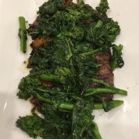 Grilled Skirt Steak · Choice of sauteed broccoli, sauteed spinach or sauteed broccoli rabe