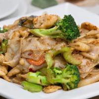 Drunken Noodle · Wide rice noodle. The very spicy basil sauce makes this Thai stir-fried noodle dish special....