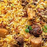 Mayuri Goat Dum Ka Biryani (with bone) · Saffron basmati rice steamed along with goat with bones) marinated and cooked in traditional...