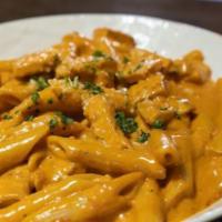 Penne alla Vodka · Penne pasta creamy pink vodka sauce. Add chicken or shrimp for an additional charge.