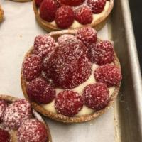 Raspberry Tart · Raspberry tart on French vanilla custard.