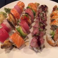 2  Roll DINNER SPECIAL · Any two signature or regular rolls, and Six pieces sushi and appetizer. If you would you lik...