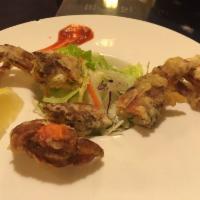 Soft Shell Crab · Battered deep fried soft shell crab served  with a side of ponzu sauce.