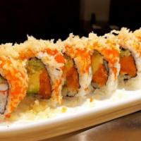 Pop Up Roll  · Spicy salmon and shrimp, crab, tobiko with cucumber and avocado.