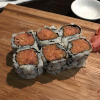 Spicy Tuna Roll · Spicy Tuna, seaweed wrapped rice outside. Have crunch
