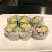 Shrimp Avocado Roll · Shrimp, Avocado, Wrapped with seaweed, rice on the outside