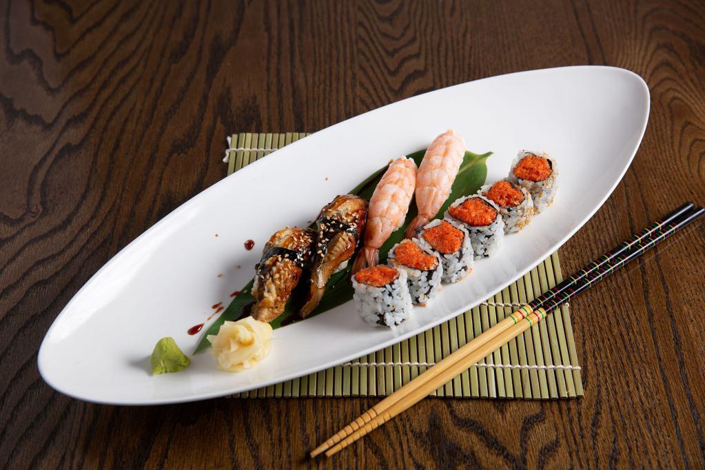 B. 2 Pieces Shrimp, 2 Pieces Eel and Spicy Tuna Roll Combo · 