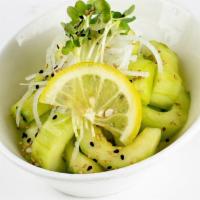 Sunomono · Chopped cucumbers marinated in a sweet rice vinegar and a staple of Japanese restaurants.