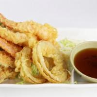 Variety Tempura Appetizer · Lightly battered and fried carrot, yam, onion, broccoli, and shrimp. Served with our sweet t...