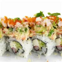 North Bend Roll · Deep-sea crab, surimi, cucumber, cream cheese, avocado, miso mayo, tempura crumbs, tobiko, s...