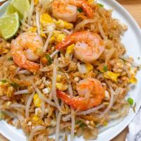 N1. Pad Thai · Medium size rice noodle with egg, bean sprout, onions and ground peanut.