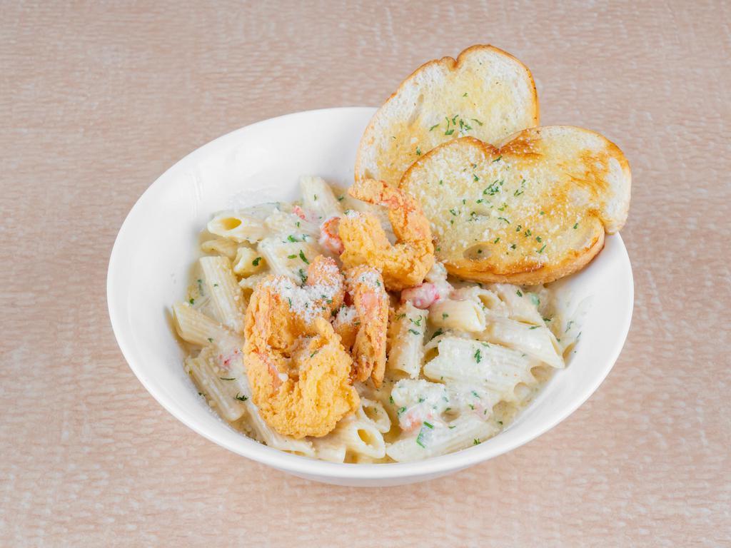 Bayou Pasta · Shrimp and crawfish tails tossed with mimi’s cream sauce and penne pasta. No side included.
