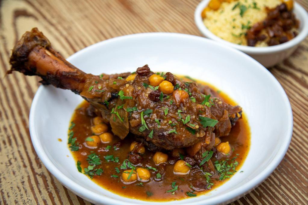 Lamb Shank Moroccan Tagine · traditional Moroccan lamb shank, slow cooked in your choice of sauce