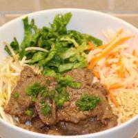 V2. Grilled Beef Vermicelli · Served with fried egg.