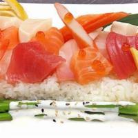 Chirashi · Variety of raw fish over sushi rice.