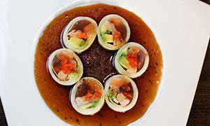27. Special Cucumber Roll · Tuna, salmon, yellowtail, crab stick, avocado and tobiko in the paper thin cucumber.