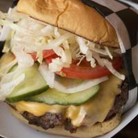 Vegetarian Pop's Burger · House-Made Veggie Patty with cheese, special sauce, pickles, lettuce, tomato and onion.