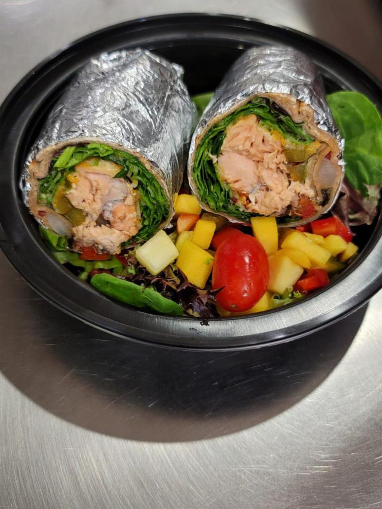 4. Atlantic Wrap · Wheat wrap with salmon ,mixed salad and cheese