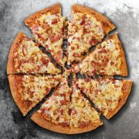 Hawaiian Pizza · Pineapple, ham, sauce and pizza cheese.