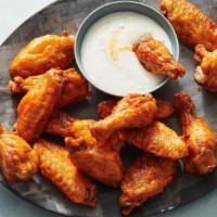 Fresh Buffalo Wings · Fresh Rotisserie Wings Tossed in Buffalo Sauce Served with Bleu Cheese Dipping Sauce