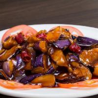 C12. Stir-Fry Eggplant and Minced Pork with Garlic Sauce鱼香茄子 · 