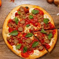 Carne Amante Pizza · The Carne Amante (Meat Lovers) is loaded with organic Italian meatballs, Italian sausage, pe...