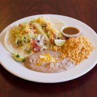Chicken Fajita Tacos · 2 tacos with lettuce, pico de gallo and shredded cheese, with your choice of flour or corn t...